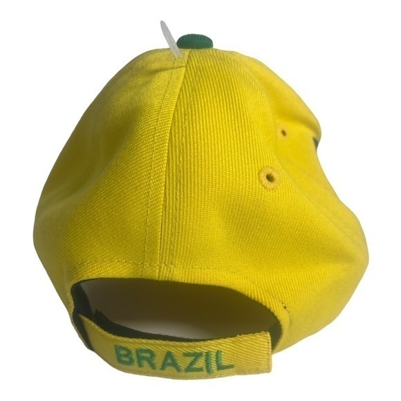 Brazil Baseball Cap Hook‎ & Loop  Back Yellow Green Unisex One Size Fits Most - Picture 2 of 3